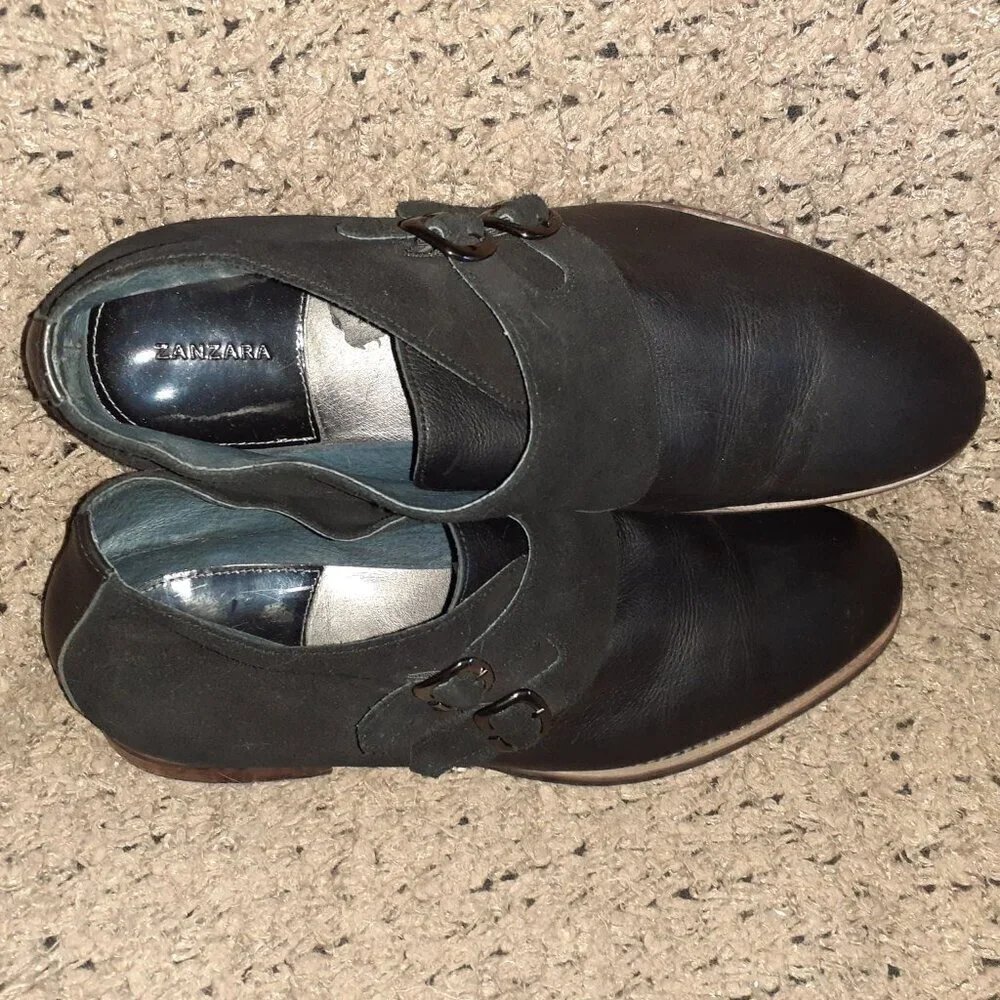 ZANZARA-Napoli Chukka Boot-Double Monk Strap-Black Leather/Suede-Sz 11-Excellent